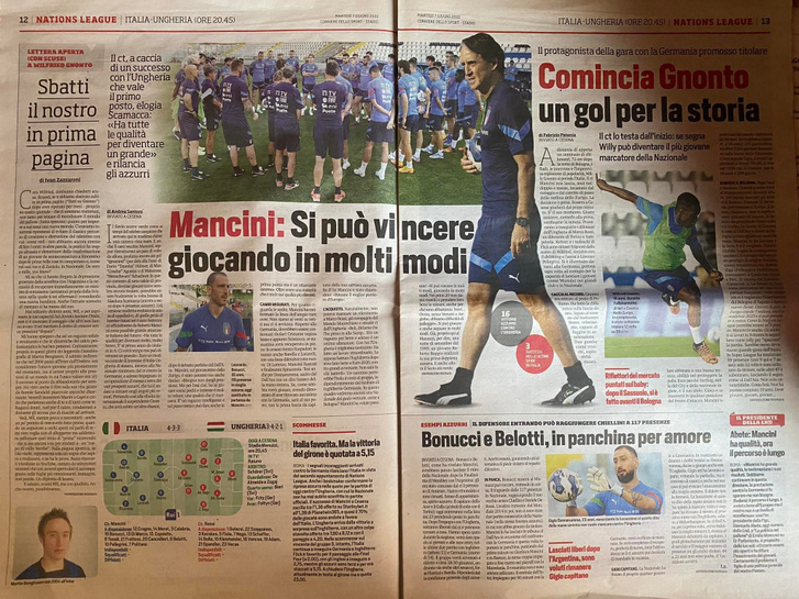 A Corriere dello Sport összeállítása a meccsre