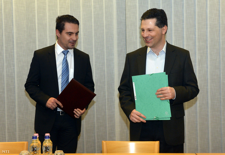 Vona Gábor és Schiffer András az Országgyűlés Irodaházában 2015. január 14-én