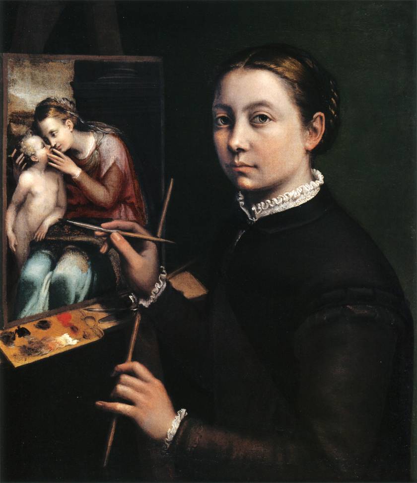 Self-portrait at the Easel Painting a Devotional Panel by Sofoni