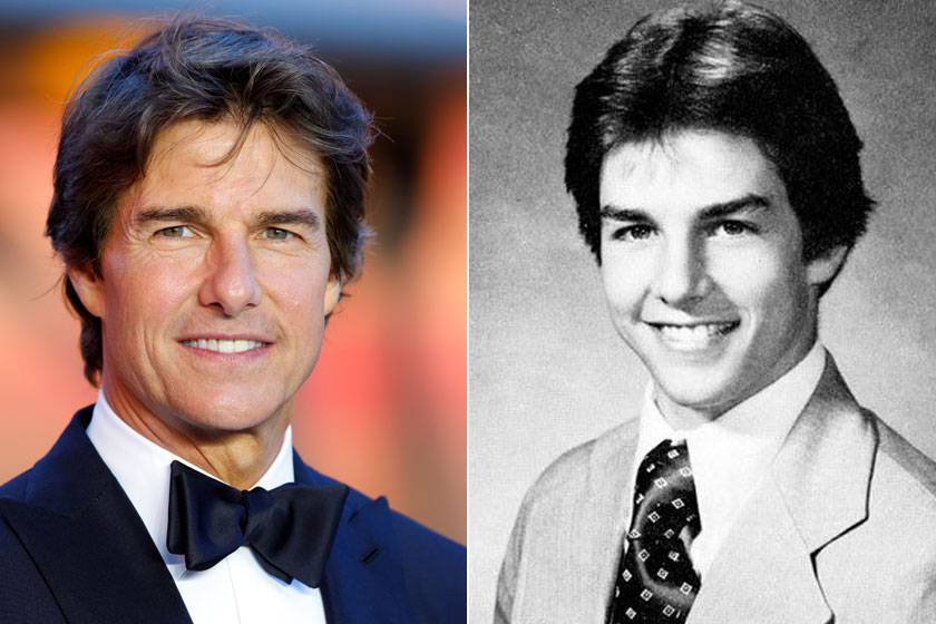 Tom Cruise napjainkban és a középiskolai tablófotóján. 1980-ban érettségizett le.