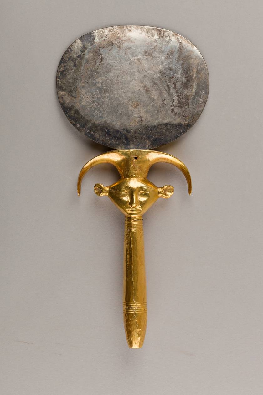 Mirror with Handle in the Form of a Hathor Emblem MET 26.8.97 EG