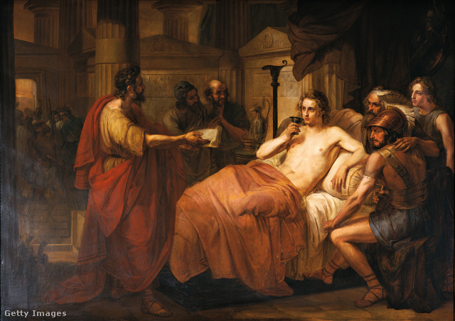 Nagy Sándor a halálos ágyán (Domenico Induno 19. századi festőművész alkotása)