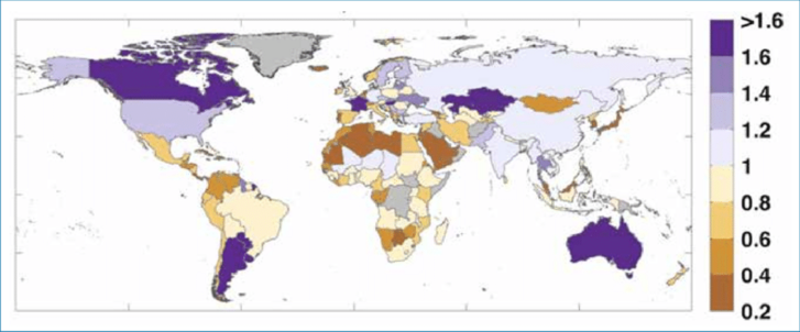 A világ élelmiszer-önellátási mutatói országonként, 2005–2009