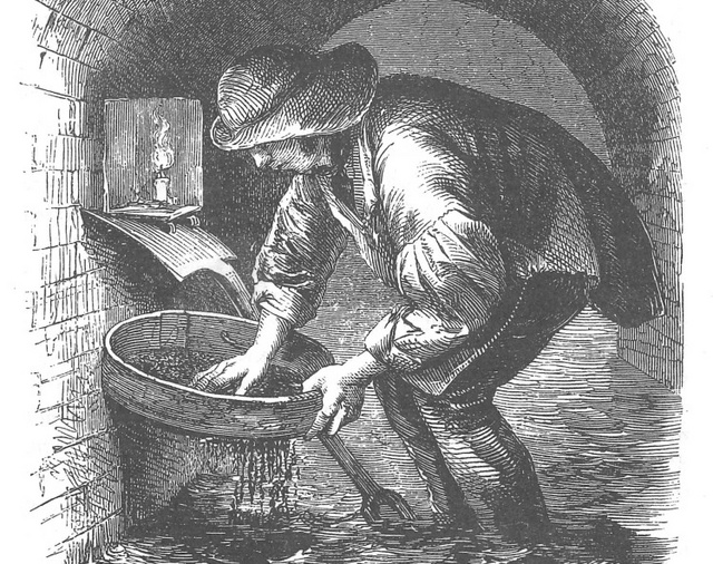 19. századi csatornabúvár munka közben