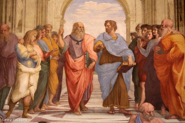 Arisztotelész (a képen: kékben) a boldog élet elérésére is kitalált egy módszert