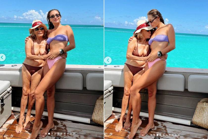 Saskia Connery osztotta meg Instagram-oldalán ezeket a bikinis képeket magáról és nagymamájáról. A Bahamákon készültek a felvételek.