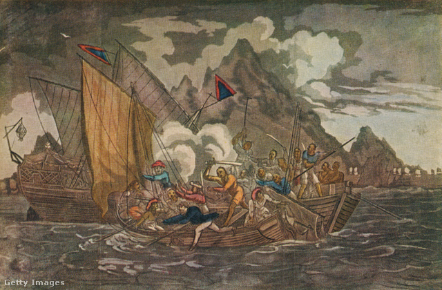 Kalóztámadás ábrázolása az 1800-as évek elejéről: életük minden volt, csak könnyű nem