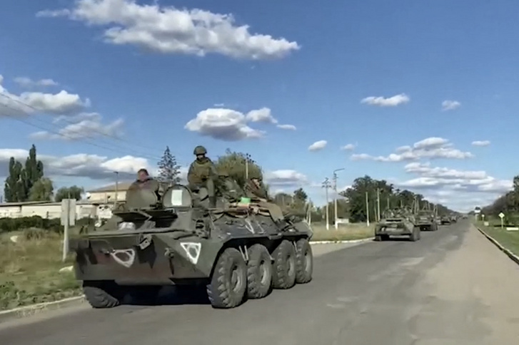 Orosz katonai konvoj Harkiv régióban 2022. szeptember 9-én