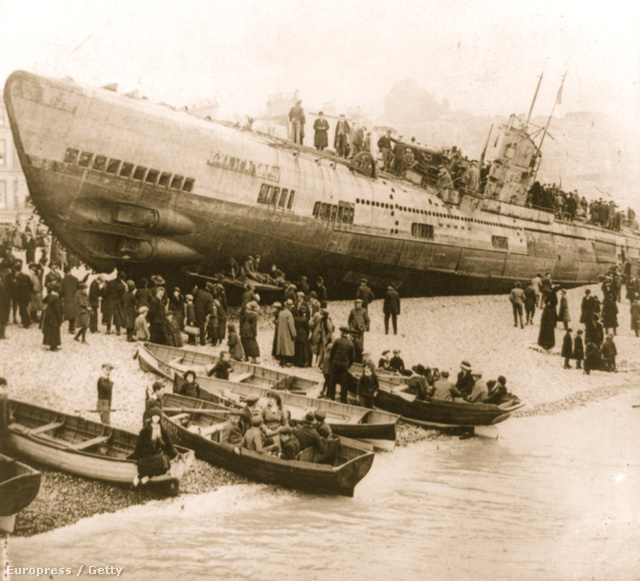 Partra vetett tengeralattjáró Anglia déli partjainál (1917.)