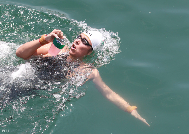 Risztov Éva a 10 km-es nyíltvízi úszásban végül a kilencedik helyen végzett.