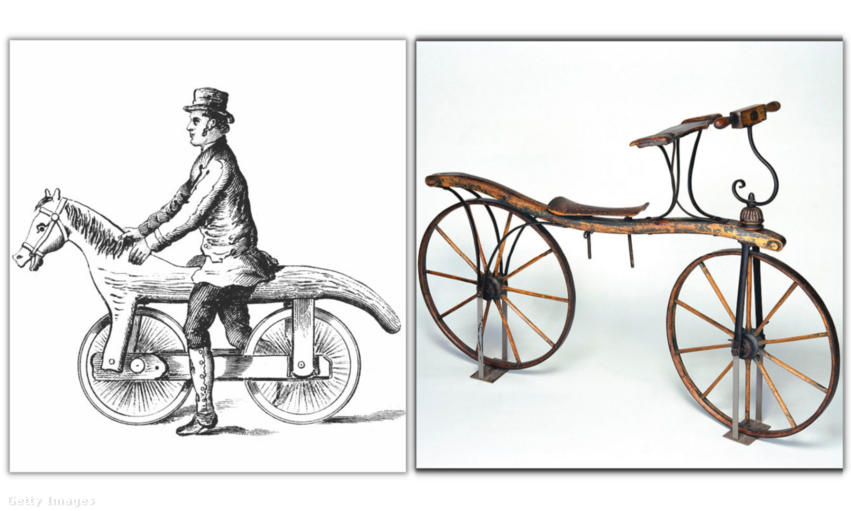 A bicikli elődei, „Hobby Horse” és „Dandy Horse” (1817)