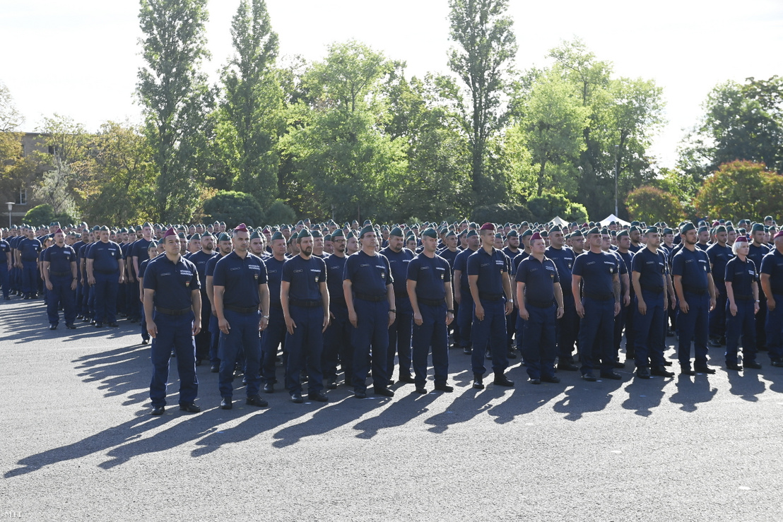 A határvadász ezred megalakulása alkalmából tartott ünnepség, az első határvadászok eskütétele a Készenléti Rendőrség budapesti központjában 2022. szeptember 9-én