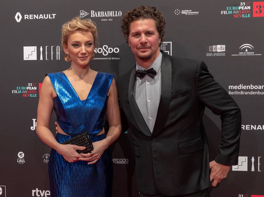 Borbély Alexandra és Nagy Ervin az Európai Filmdíjak átadási ünnepségén a sevillai Maestranza Színházban 2018. december 15-én.