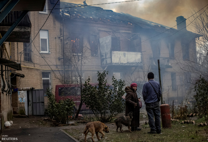 Kiégett lakóház Bakhmutban