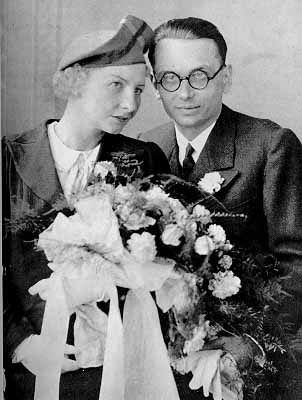 Kurt Gödel és Adele Nimbursky esküvői fotója, 1938