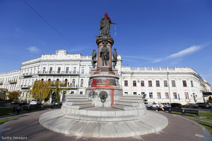 II. Katalin orosz cárnő emlékműve Odesszában 2022. november 2-án