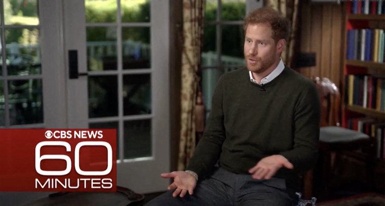Harry herceg az interjúja közben. (Fotó: CBS / 60 Minutes/Northfoto)