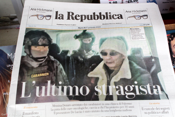 Fotó Matteo Messina Denaro elfogásáról a la Repubblica címlapján