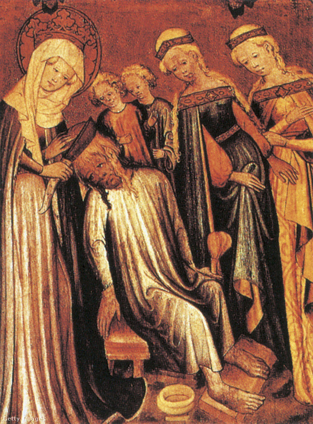 Árpád-házi Szent Erzsébet leprás beteget ápol