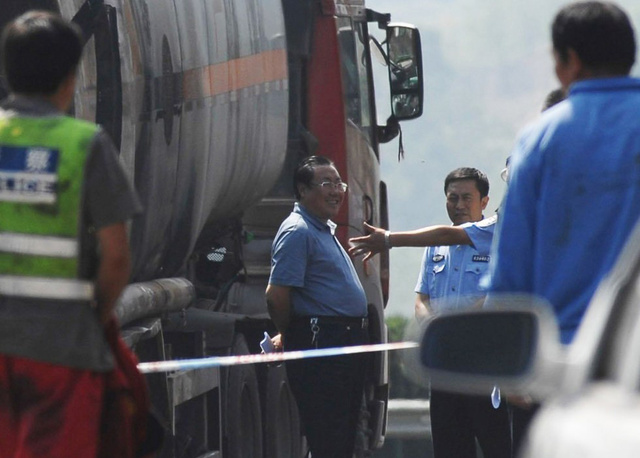 Jang Ta-caj a baleset helyszínén készült felvételen