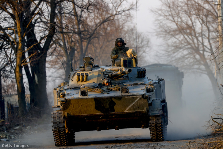 Orosz katonák Ukrajna Donyeck régiójában 2022. március 27-én