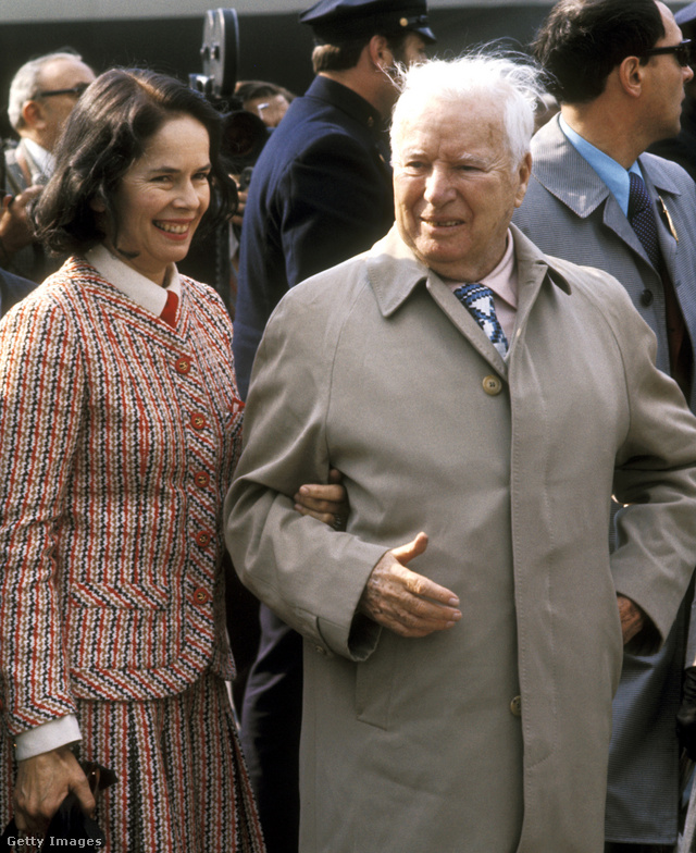Charles Chaplin és felesége, Oona 1972-ben