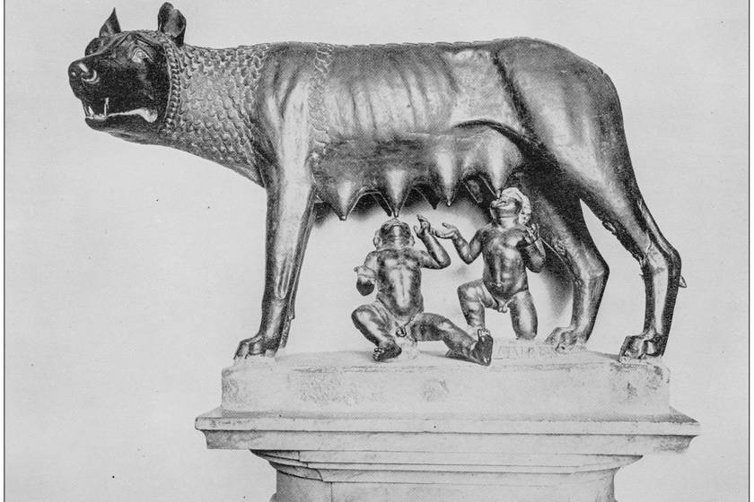 Romulusz és Rémusz antik szobra.