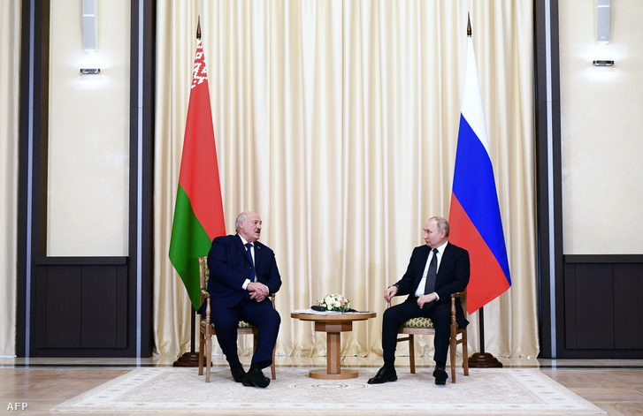 Vlagyimir Putyin és Alekszandr Lukasenka 2023. február 17-én