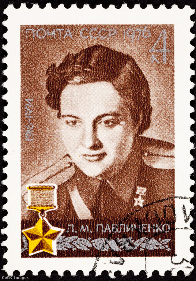 Ljudmila Pavlicsenko emlékére kiállított szovjet bélyeg
