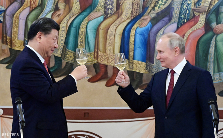 Hszi Csin-ping és Vlagyimir Putyin Moszkvában 2023. március 21-én