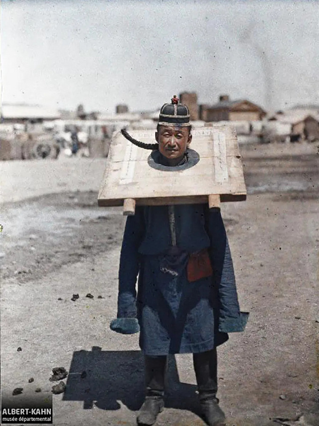 Bűnösként elítélt mongol férfi – Stéphane Passet felvétele, 1913 július