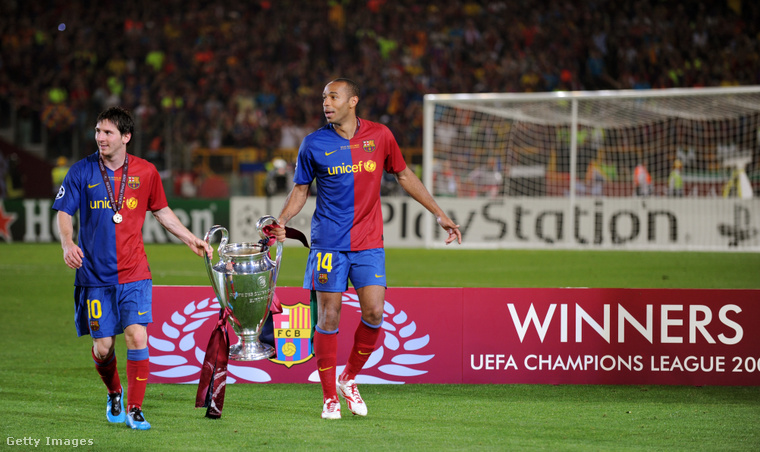 Henry és Messi BL-győztesként. (Fotó: Matthew Ashton / Getty Images Hungary)