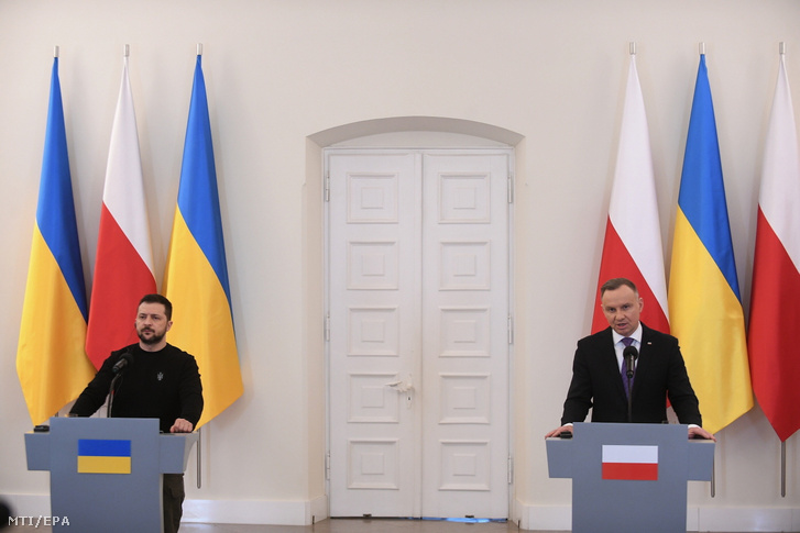 Volodimir Zelenszkij és Andrzej Duda Varsóban 2023. április 5-én