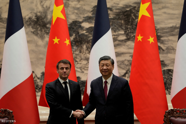 Emmanuel Macron és Hszi Csin-ping Pekingben