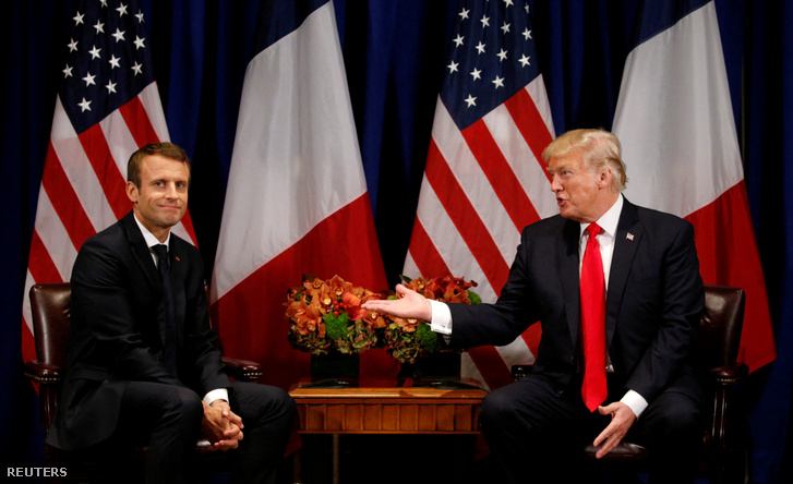 Emmanuel Macron és Donald Trump New Yorkban 2017. szeptember 18-án