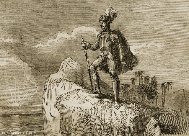 Vasco Núñez de Balbao először pillantja meg a Csendes-Óceánt 1513-ban
