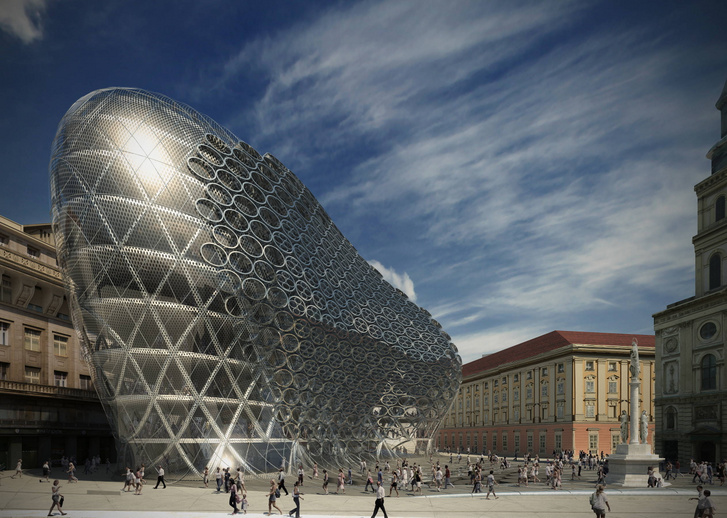 A Zaha Hadid Architects Szervita térre tervezett irodaházának pályamunkája – nem ez nyert