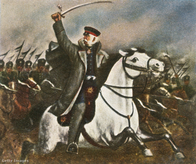 Blücher a franciák ellen vezeti a porosz sereget (1930-as évekbeli illusztráció)