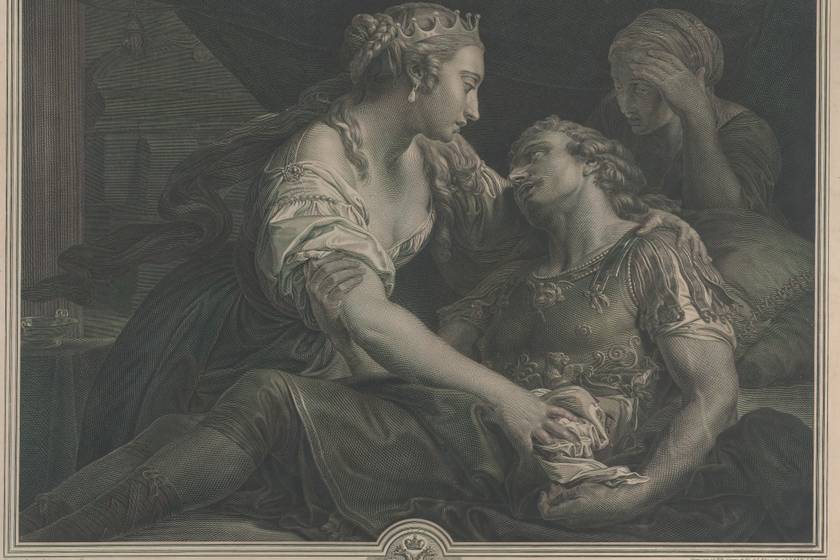 Marcus Antonius halálakor, Kleopátrával.