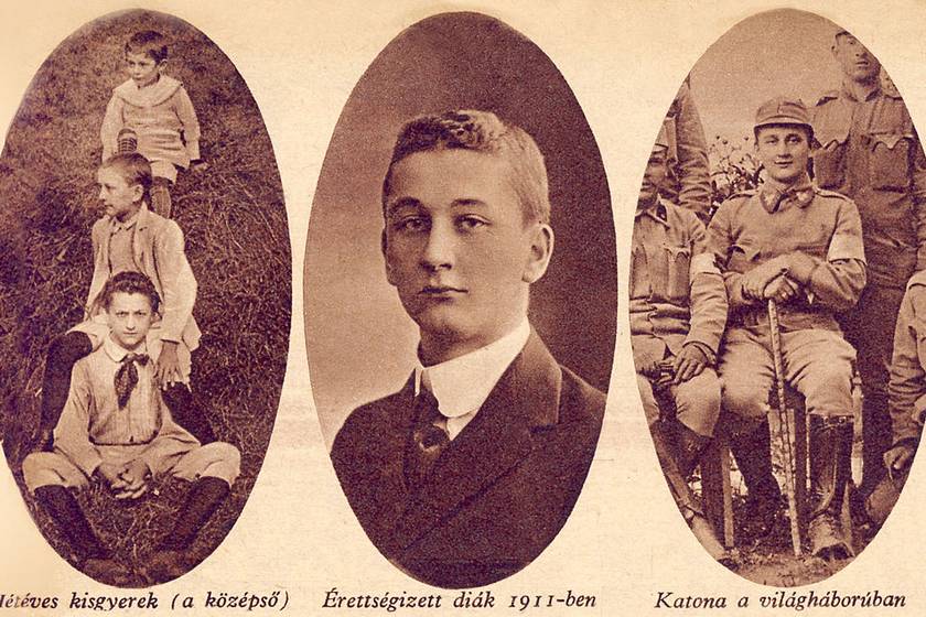 A hétéves, középső kisfiú, az érettségiző fiatal, az ifjú katona. Mindhárom kép a későbbi Nobel-díjas magyar orvos, biokémikus Szent-Györgyi Albertről, a C-vitamin felfedezőjéről készült.