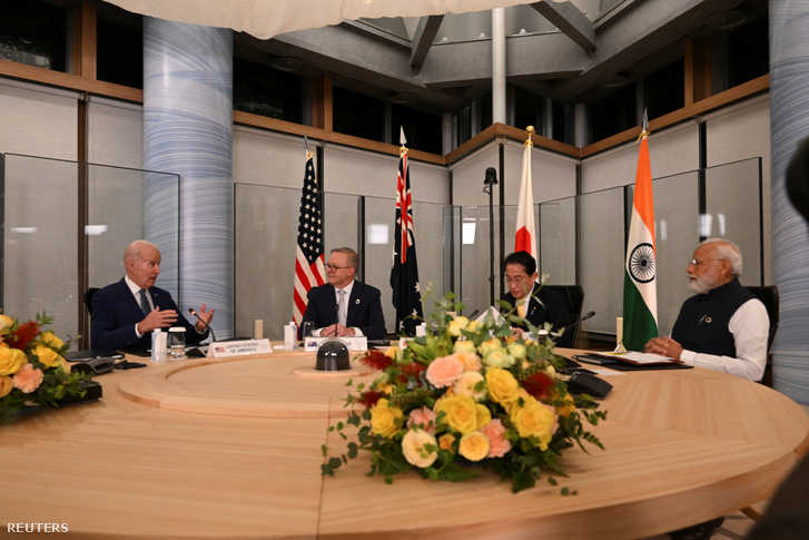 Joe Biden, Kisida Fumio, Narendra Modi és Anthony Albanese a G7 hirosimai találkozóján 2023. május 20-án