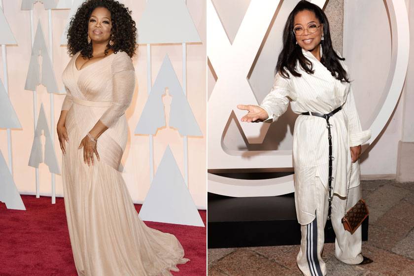 Oprah a 2015-ös Oscar-gálán és napjainkban.