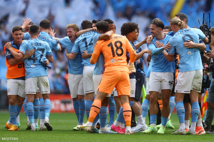 A Manchester City öröme a meccs végén