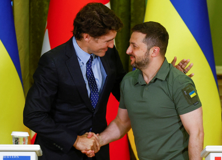 Justin Trudeau és Volodimir Zeneszkij 2023. június 10-én