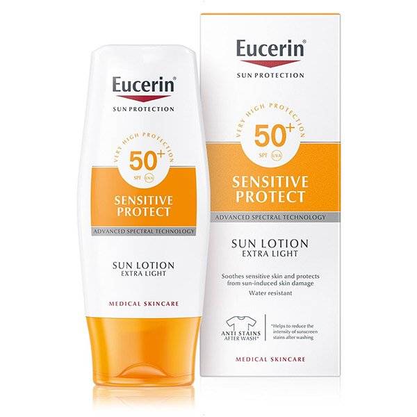 Az Eucerin Sun Sensitive Protect SPF 50+ egy extra könnyű, vízálló napozótej, ami megnyugtatja az érzékeny bőrt, és szinte azonnal megszárad, felszívódik. Ráadásul, ha a ruhára is kerülne belőle véletlenül, az a mosás után teljesen eltűnik. 5629 forinttól beszerezheted.