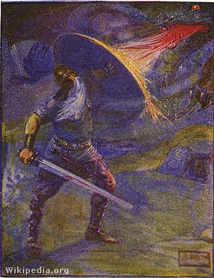 Beowulf harca a sárkánnyal, J. R. Skelton, 1908