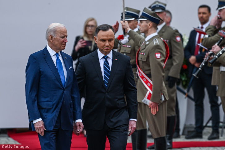 Joe Biden és Andrzej Duda, Lengyelország elnöke 2022. március 26-án