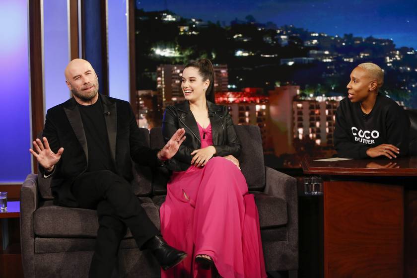 John Travolta és Ella Travolt a Jimmy Kimmel Live! vendégeiként 2019-ben.