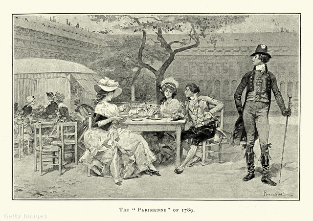 Elegáns francia társaság kávézik az 1780-as években