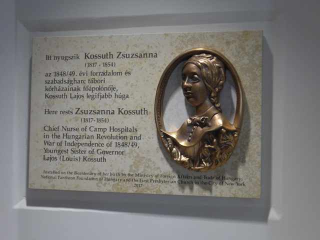 Kossuth Zsuzsanna emléktáblája New Yorkban